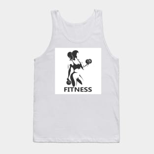 Fitness Monochrome logo. Girl with Dumbbells Tank Top